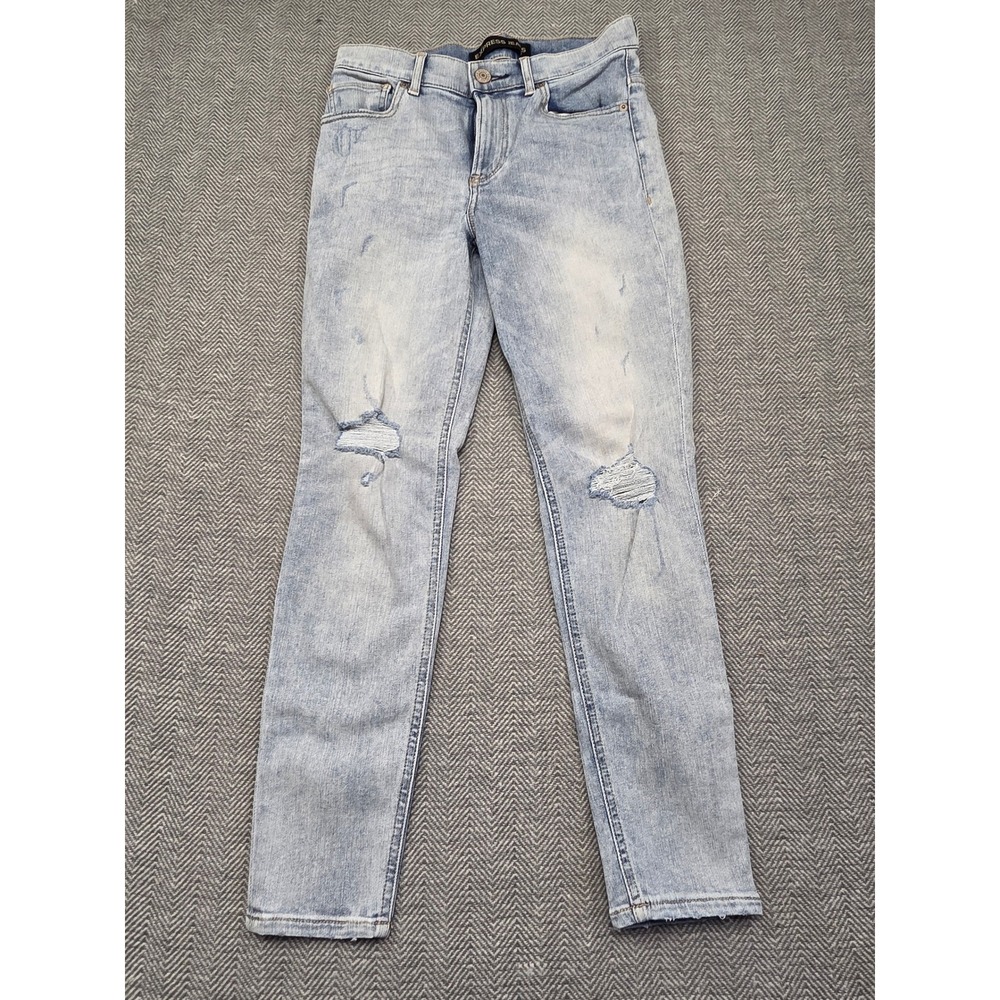 Express Jeans Womens 4 High Rise‎ Cropped Legging Light Wash Distressed Ripped
